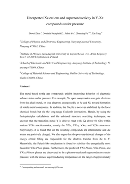 Unexpected Xe Cations and Superconductivity in Y-Xe Compounds Under Pressure