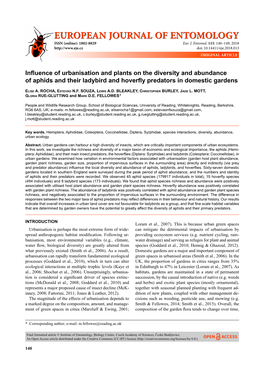 Influence of Urbanisation and Plants on the Diversity and Abundance of Aphids and Their Ladybird and Hoverfly Predators in Dome