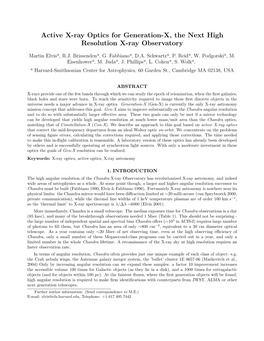 Active X-Ray Optics for Generation-X, the Next High Resolution X-Ray Observatory