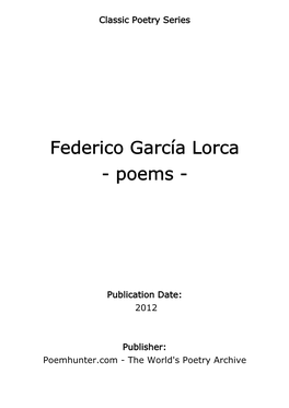 Federico García Lorca - Poems