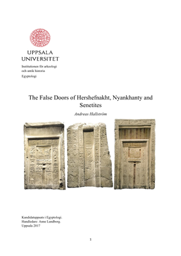 The False Doors of Hershefnakht, Nyankhanty and Senetites Andreas Hallström