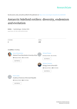 Antarctic Bdelloid Rotifers: Diversity, Endemism and Evolution