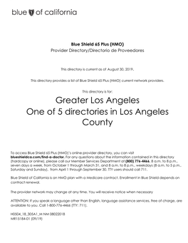 Greater Los Angeles One of 5 Directories in Los Angeles County
