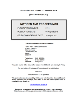 NOTICES and PROCEEDINGS 5 August 2015