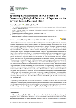 Spaceship Earth Revisited: the Co-Beneﬁts of Overcoming Biological Extinction of Experience at the Level of Person, Place and Planet