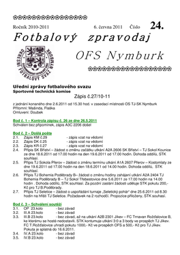 Fotbalový Zpravodaj OFS Nymburk