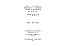 Indice De Documentos Diplomaticos Europeos Referidos Al Uruguay Siglos Xix Y Xx