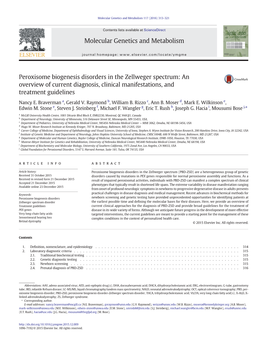 Peroxisome Biogenesis Disorders in the Zellweger Spectrum: an Overview of Current Diagnosis, Clinical Manifestations, and Treatment Guidelines