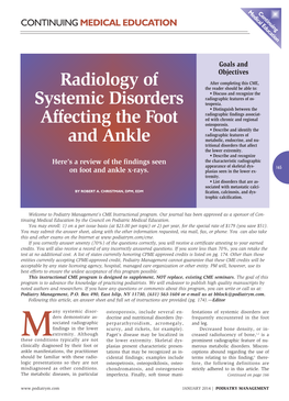 Radiology of Systemic Disorders Affecting the Foot and Ankle