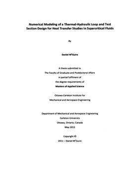 Numerical Modeling of a Thermal-Hydraulic Loop and Test Section Design for Heat Transfer Studies in Supercritical Fluids