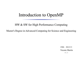 Introduction to Openmp