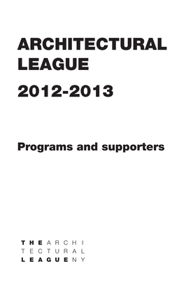 Architectural League 2012-2013