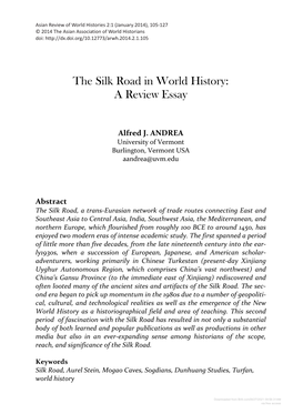 The Silk Road in World History: a Review Essay