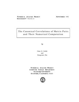 The Canonical Correlations of Matrix Pairs and Their Numerical Computation