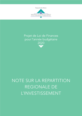 Note Sur La Repartition Regionale De L'investissement