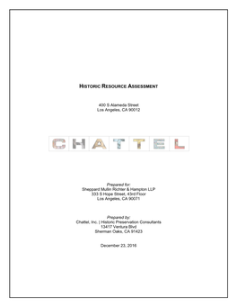 Historic Resource Assessment