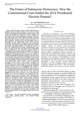 How the Constitutional Court Settled the 2014 Presidential Election Dispute?