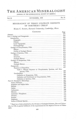 Thn AMERICAN M INERALOGIST of AMERICA JOURNAL of the MINERALOGICAL SOCIETY