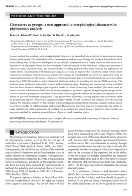 A New Approach to Morphological Characters in Phylogenetic Analysis