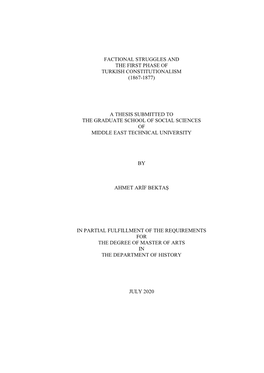 Factional Struggles and the First Phase of Turkish Constitutionalism (1867-1877)