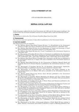 Cat Act 2011 Local Government Act 1995