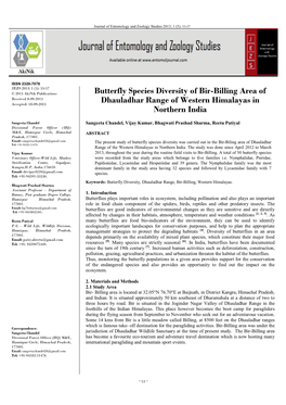 Butterfly Species Diversity of Bir-Billing Area of Dhauladhar