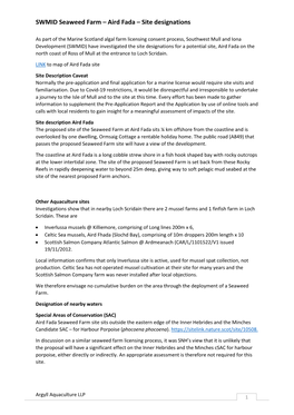 SWMID Seaweed Farm – Aird Fada – Site Designations