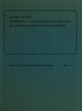 Heinrich A. Rattermann Collection of German-American Manuscripts