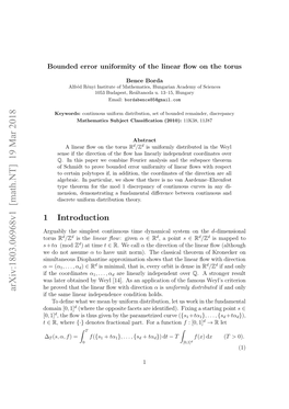 Bounded Error Uniformity of the Linear Flow on the Torus