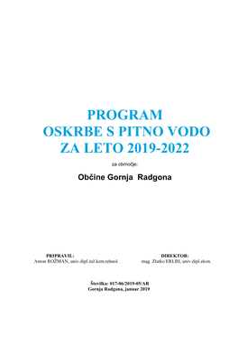 Program Oskrbe 2019-2022