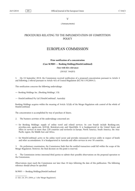 Case M.9005 — Booking Holdings/Hotelscombined) (Text with EEA Relevance) (2018/C 344/03)