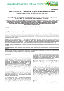 Determination of Antimicrobial Activity in Leaves and Flowers of Chromolaena Scabra (L