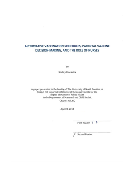 Alternative Vaccination Schedules, Parental Vaccine Decision-Making