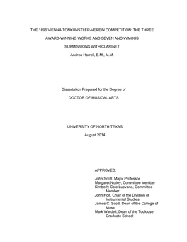The 1896 Vienna Tonkünstler-Verein Competition: the Three