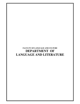 Department of Language and Literature