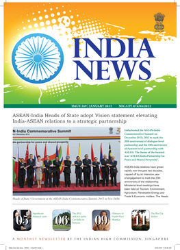 ASEAN-India Heads of State Adopt Vision Statement Elevating India-ASEAN Relations to a Strategic Partnership