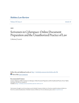 Online Document Preparation and the Unauthorized Practice of Law Catherine J