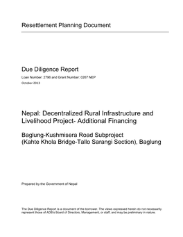 Decentralized Rural Infrastructure and Livelihood Project- Additional Financing