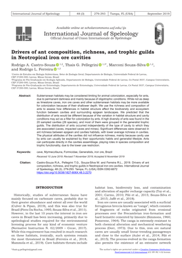 Drivers of Ant Composition, Richness, and Trophic Guilds in Neotropical Iron Ore Cavities Rodrigo A