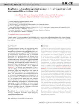 Original Article / Artigo Original Autor Et Al.: Insights on Two Cryptogenicbjoce Crustaceans