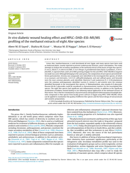 In Vivo Diabetic Wound Healing Effect and HPLC–DAD–ESI–MS/MS