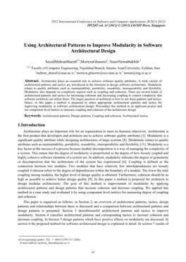 Using Architectural Patterns to Improve Modularity in Software Architectural Design