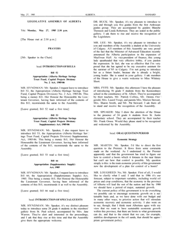 LEGISLATIVE ASSEMBLY of ALBERTA [The House Met at 2:30
