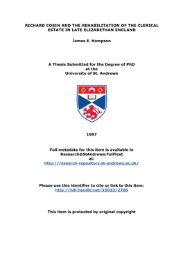 James E. Hampson Phd Thesis