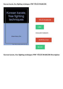 Korean Karate, Free Fighting Techniques PDF TÉLÉCHARGER