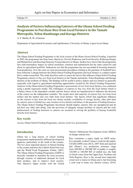 Agris On-Line Papers in Economics and Informatics Analysis of Factors