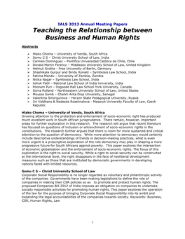 Teaching the Relationship Between Business and Human Rights