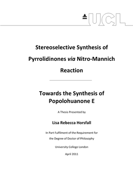 Stereoselective Synthesis of Pyrrolidinones Via Nitro-Mannich Reaction