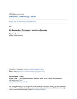 Hydrographic Regions of Northern Ontario