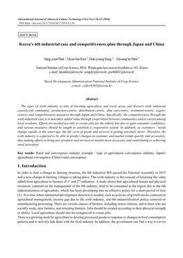 Korea's 6Th Industrial Case and Competitiveness Plan Through Japan and China